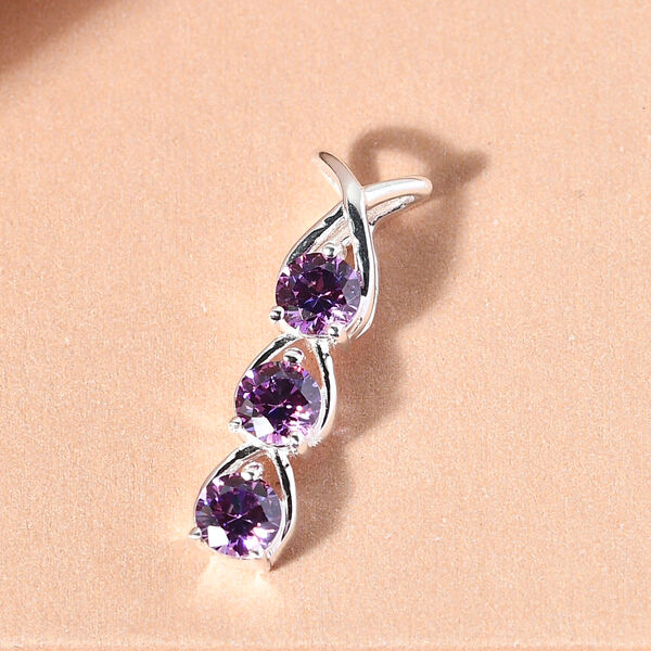Lustro Stella - lila Zirkonia 3-Stein-Anh&auml;nger, 925 Silber ca. 1,40 ct image number 3
