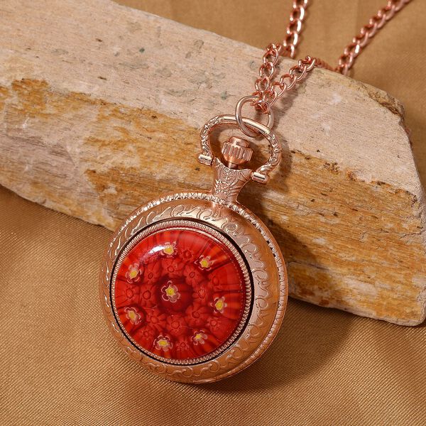 EXKLUSIVES ANGEBOT STRADA SPINNING Uhr rotes Murano-Stil Glas mit Japanisches Uhrwerk 91.4 cm image number 1