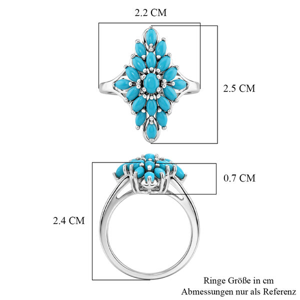 D'Joy Sleeping Beauty T&uuml;rkis Ring 925 Silber Rhodiniert (Gr&ouml;&szlig;e 18.00) ca. 1,68 ct image number 5