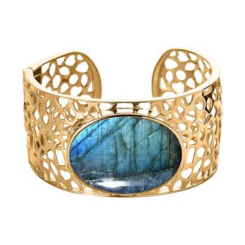 Labradorit Armreif, ca. 19 cm, vergoldet, ca. 67.23 ct