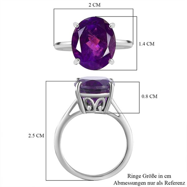 AA Afrikanischer Amethyst Ring, 925 Silber platiniert (Größe 18.00) ca. 4.27 ct image number 7