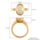 Natürlicher, äthiopischer Welo Opal und weißer Diamant Ring, 925 Silber Gelbgold Vermeil (Größe 18.00) ca. 2,15 ct image number 5