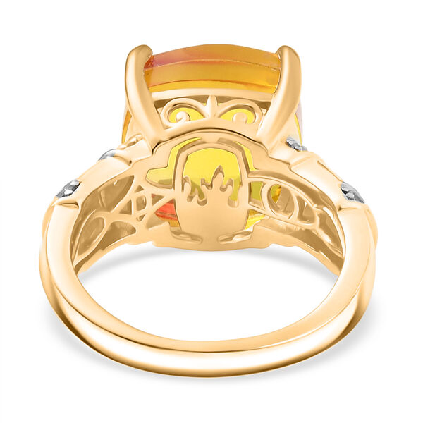 D'Joy - Feuerlinien-Design Sphaleros Quarz, Wei&szlig;er Zirkon Ring 925 Silber Gelbgold Vermeil (Gr&ouml;&szlig;e 18.00) ca. 9.12 ct image number 6