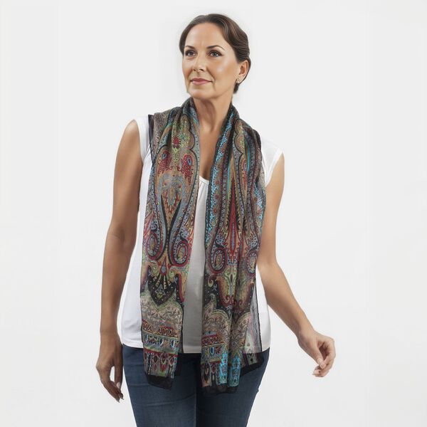 100% Satin-Seidenschal, 50x160 cm, mehrfarbig image number 3