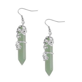 Gr&uuml;ner Aventurin Ohrringe Reiner Edelstahl ca. 54.00 ct