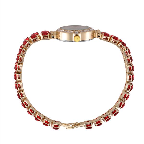 Genoa Time V2 - PC21S Japanisches Uhrwerk, Gehäuse mit weißen Kristallakzenten und PNP-Goldplattierung, rundes Zifferblatt mit weißen Ziffern und Kristallen, roten Zirkonia und weißen Kristallen image number 6