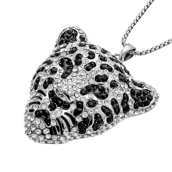 Wei&szlig;er und schwarzer Kristall-Leopard-Anh&auml;nger mit Kette - 4 ct. image number 4