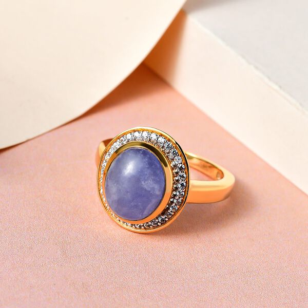 Nat&uuml;rlicher Hackmanit und wei&szlig;er Zirkon-Ring, 925 Silber Gelbgold Vermeil (Gr&ouml;&szlig;e 17.00) ca. 3,49 ct image number 2