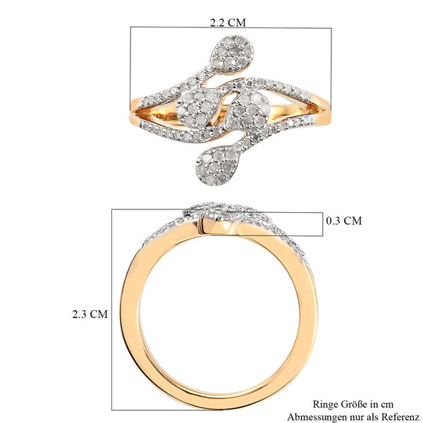 Diamant Bypass Ring 925 Silber Gelbgold Vermeil image number 7