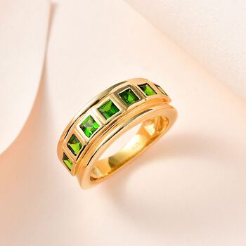 Nat&uuml;rlicher Chromdiopsid Ring, 925 Silber vergoldet, (Gr&ouml;&szlig;e 21.00), ca. 1.14 ct