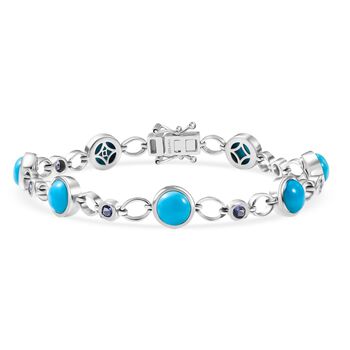 D'Joy AA Sleeping Beauty T&uuml;rkis, Tansanit Armband ca. 19 cm 925 Silber rhodiniert ca. 8,73 ct.