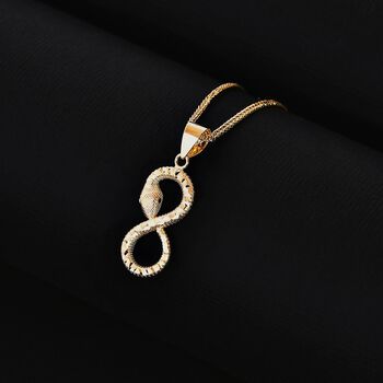 Royal Bali- 1,61 Gramm Unendlichkeitsanh&auml;nger mit Schlangen- und Diamantschliff-Muster in 375 Gold