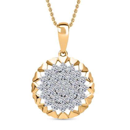 LUXURIANT DIAMOND - Lab Grown Diamant SI-GH Anh&auml;nger mit Kette (ca. 50cm), 925 Silber 750 Gelbgold Vermeil ca. 0.75 ct