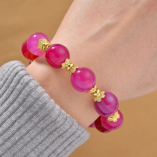 Flexibles, fuchsienfarbiges Achat Armband - 190 ct. image number 1