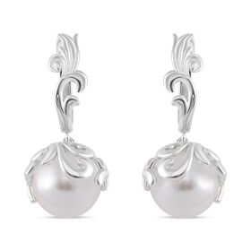 Weiße Muschelkernperle Ohrringe Messing