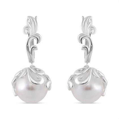 Wei&szlig;e Muschelkernperle Ohrringe Messing