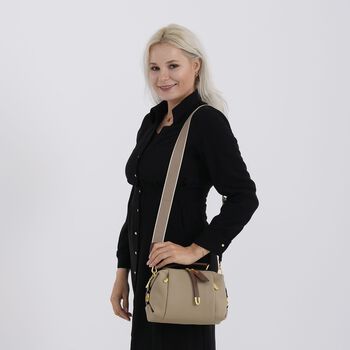 Elegante Leder Crossbody Tasche im Minimal Design 23 x 12 x 16 cm Khaki