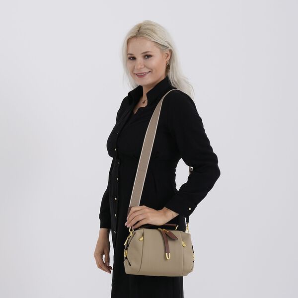 Elegante Leder Crossbody Tasche im Minimal Design 23 x 12 x 16 cm Khaki image number 2