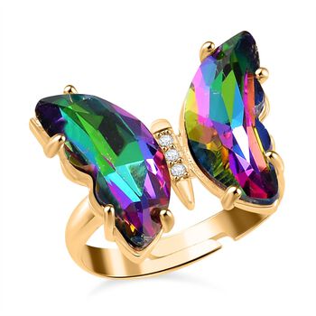 Flexibler wei&szlig;er Zirkonia und mehrfarbiger Kristall-Ring (16,50-19,50)