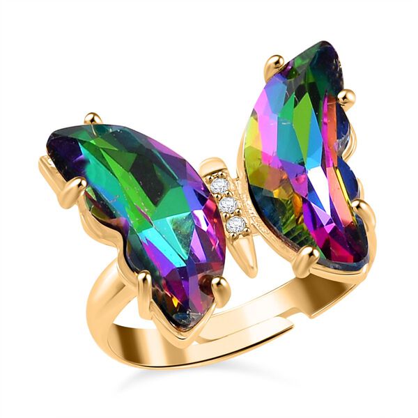 Flexibler wei&szlig;er Zirkonia und mehrfarbiger Kristall-Ring (16,50-19,50)