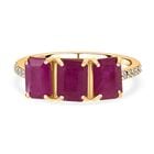 AAA Natürlicher burmesischer Rubin, Weißer Diamant Ring 375 Gold (Größe 17.00) ca. 3.44 ct