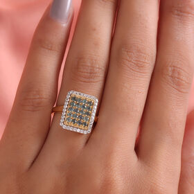 Alexandrit und Zirkon-Ring, 925 Silber Gelbgold Vermeil  ca. 1,39 ct
