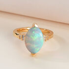 Natürlicher, äthiopischer Opal und Diamant-Ring, 925 Silber Gelbgold Vermeil  ca. 2,89 ct image number 1