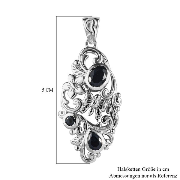 Schwarzer Saphir Anh&auml;nger, 925 Silber platiniert ca. 3.10 ct image number 6