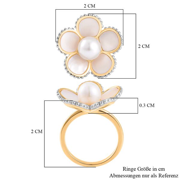 Wei&szlig;er S&uuml;&szlig;wasser Perle, Wei&szlig;er Perlmutt Ring, 925 Silber Bicolor (Gr&ouml;&szlig;e 18.00) image number 6