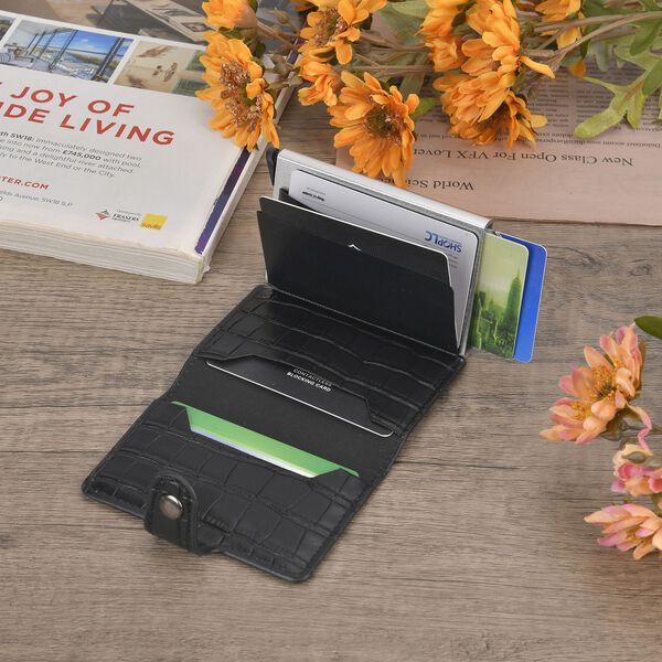 Kompakter Kartenhalter mit RFID-Schutz, schwarz image number 1