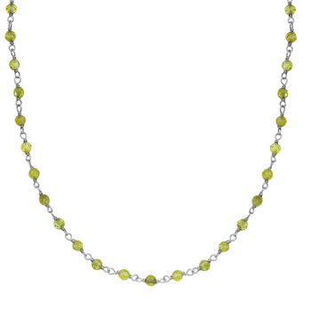 Peridot Halskette ca. 50 cm 925 Silber rhodiniert ca. 20.00 ct