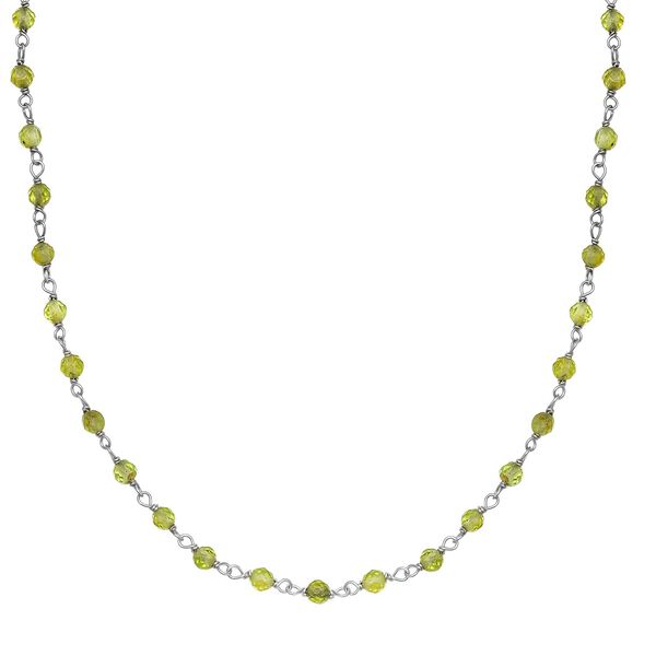 Peridot Halskette ca. 50 cm 925 Silber rhodiniert ca. 20.00 ct
