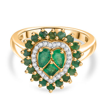 D joy Socoto Smaragd Ring 925 Silber 750 Gelbgold Vermeil (Gr&ouml;&szlig;e 18.00) ca. 1.46 ct