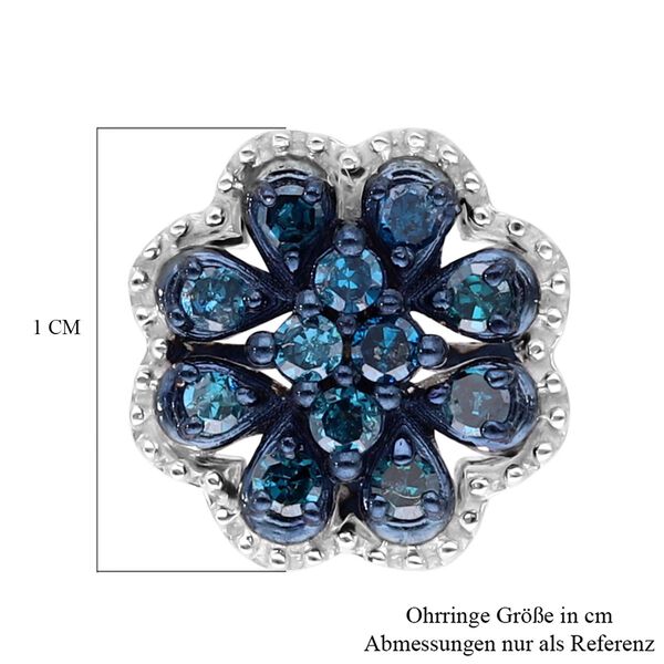 Blaue Diamant Ohrringe, 925 Silber platiniert ca. 0,25 ct image number 5