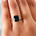 Schwarzer Turmalin und Zirkon Ring 925 Silber vergoldet  ca. 3,75 ct image number 2