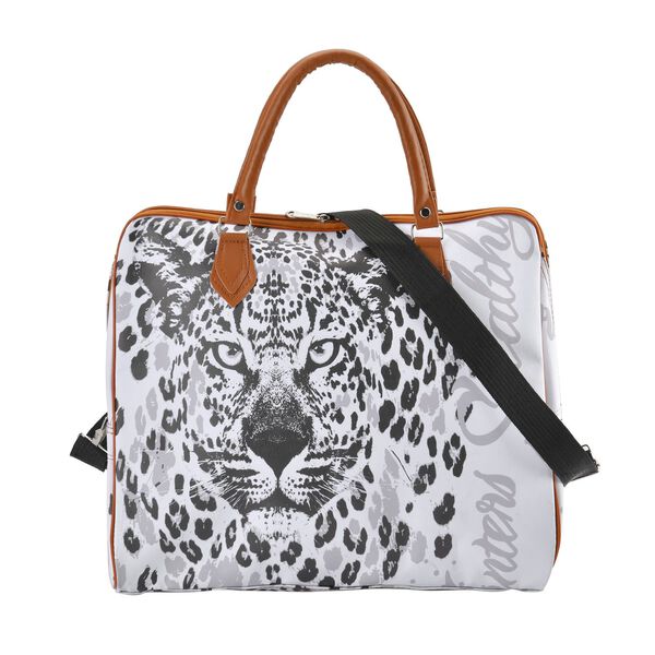 Safari-Tasche mit 100cm Schulterriemen und Leopardenmuster, Schwarz und wei&szlig; image number 0