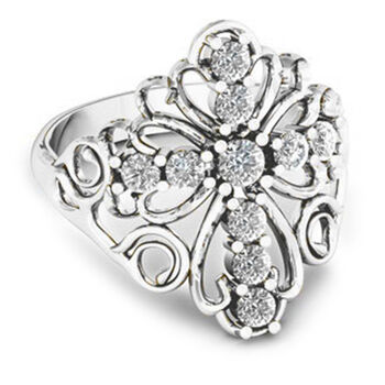 Zirkonia Ring Nickelfreies Messing, Silberfarben, (Gr&ouml;&szlig;e 18.00)