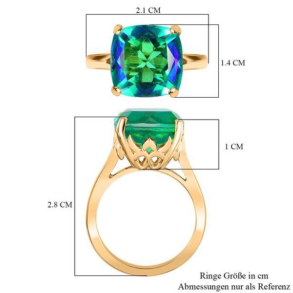 Pfau Quarz Triplette Ring 925 Silber 750 Gelbgold Vermeil (Größe 18.00) ca. 7,48 ct image number 7