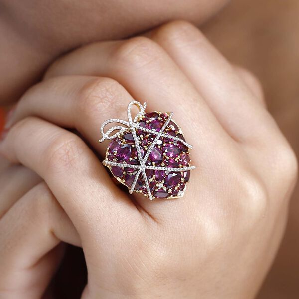 GP Amore Kollektion- Rhodolith Granat, Zirkon und blauer Saphir-Ring- 9,29 ct. image number 3