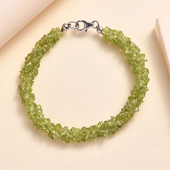 Peridot Armband ca. 19 cm 925 Silber rhodiniert ca. 70.00 ct
