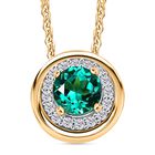 AAA Lab Grown Kolumbianischer Smaragd, Moissanit Anhänger mit Kette, ca. 50 cm 925 Silber 750 Gelbgold Vermeil ca. 0.76 ct