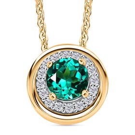 Luxuriant - AAA Lab Created Kolumbianischer Smaragd, Moissanit Schmuckset ca. 50 cm 925 Silber 750 Gelbgold Vermeil ca. 0.76 ct Luxuriant - AAA Lab Created Kolumbianischer Smaragd, Moissanit Schmuckset ca. 50 cm 925 Silber 750 Gelbgold Vermeil ca. 0.76 ct