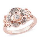 Diamant Blumen Ring 925 Silber Roségold Vermeil image number 3