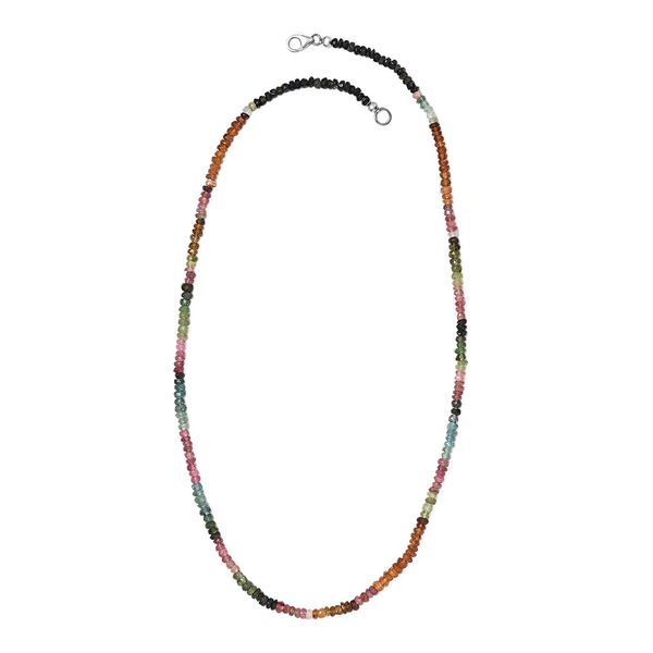 Natürliche, mehrfarbige Turmalin-Halskette, 50 cm - 70 ct. image number 4