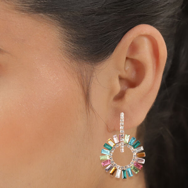 Mischen Wei&szlig;er Feinster Kristall, Rosa Zirkonia Ohrringe  Standard gelb vergoldet ca. image number 2