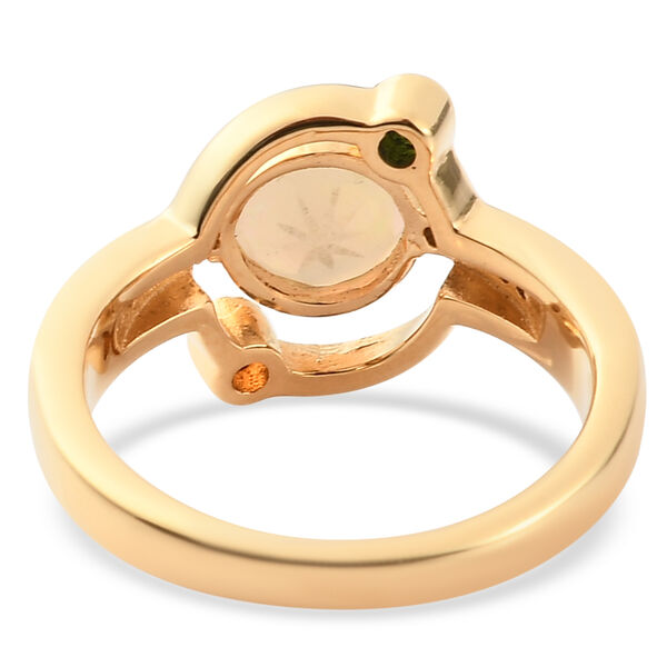 Nat&uuml;rlicher &Auml;thiopischer Opal und Nat&uuml;rlicher Chromdiopsid Ring 925 Silber vergoldet  ca. 1,08 ct image number 6