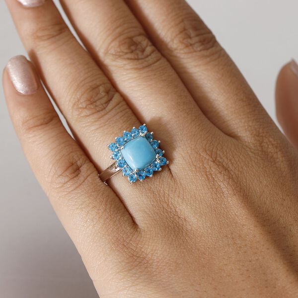 AA Sleeping Beauty T&uuml;rkis und Neon Apatit Ring - 4,15 ct. image number 3