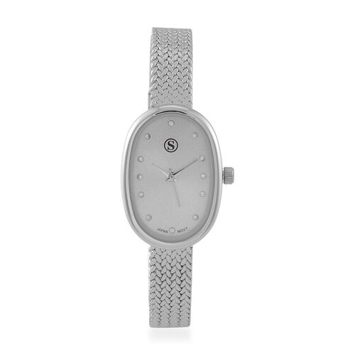 STRADA - Elegante Armbanduhr mit Japanischem PC21S Werk, Stahlsonnenschliff-Zifferblatt und Edelstahlarmband, Edelstahl, 19 cm, silberfarben image number 0