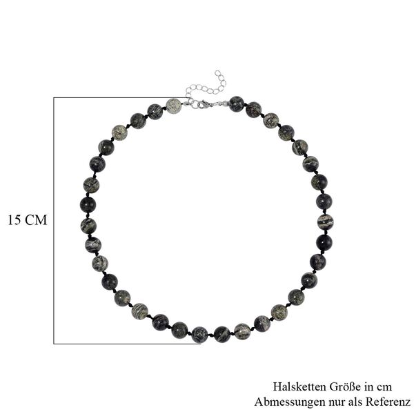 Grüner Zebra-Jaspis Halskette ca. 45 cm Reiner Edelstahl ca. 268,95 ct. image number 4