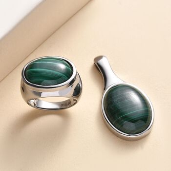 Malachit Schmuckset 316L Edelstahl ca. 30.00 ct